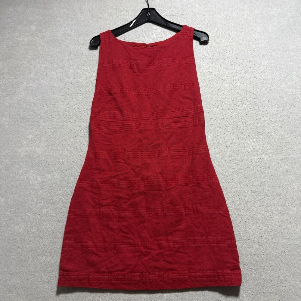 Free People Dress Red Ruffled Mini Fit & Flare Dress Women’s Large Side Zip